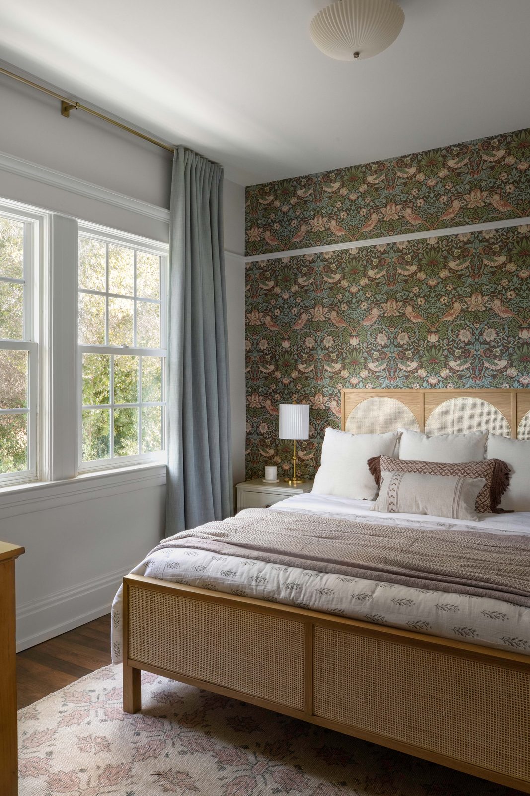 The Rose Room with a queen bed at The Craft House Inn, Santa Barbara